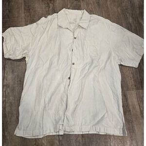 Tommy Bahama Shirt 100% Silk Lip Out Martini‎ Glass Embroidered Men's Size XL